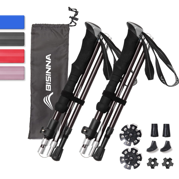 BISINNA Wanderstöcke Trekkingstöcke Nordic Walking Stöcke - 95-115 cm / 115-135 cm Faltbar Verstellb