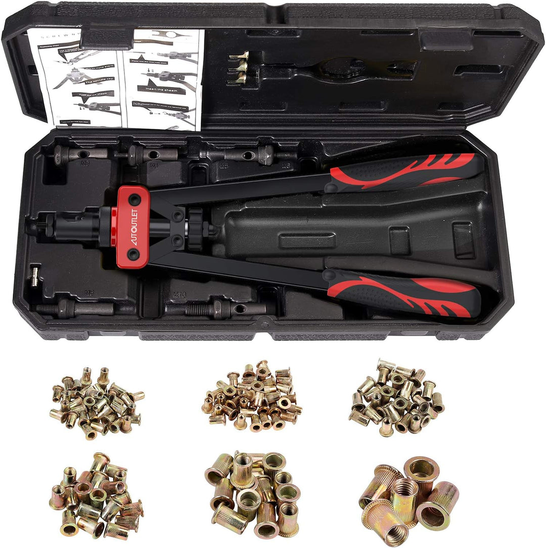 AUTOUTLET Nietmutternzange Set, 14" Profi Nietzangen Nietmutterzange mit 6 Austauschbare Dorne M3 M4