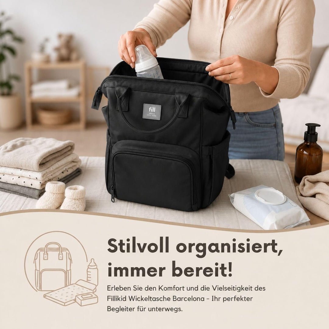 Fillikid Wickelrucksack Barcelona | Geräumiger & stylischer Rucksack mit vielen Fächern, isoliertem