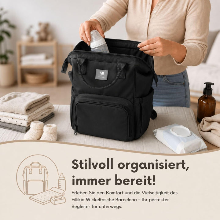Fillikid Wickelrucksack Barcelona | Geräumiger & stylischer Rucksack mit vielen Fächern, isoliertem