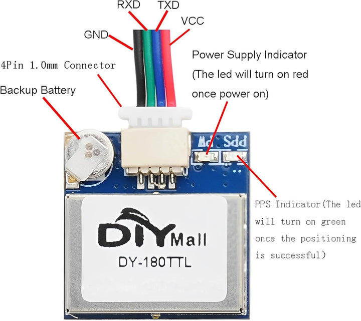 DY-180TTL GPS-Empfängermodul Dual Glonass Navigationsmodul TTL-Level 9600bps Mit Antenne für Arduino