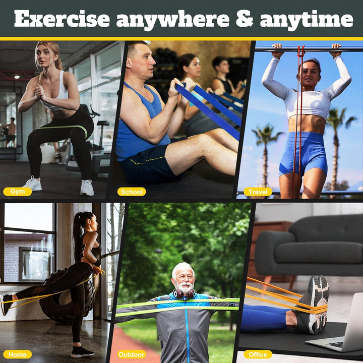 Resistance Bands Set,Fitnessbänder Widerstandsbänder 4er Set Mit Türanker Tragetasche,Gymnastikband