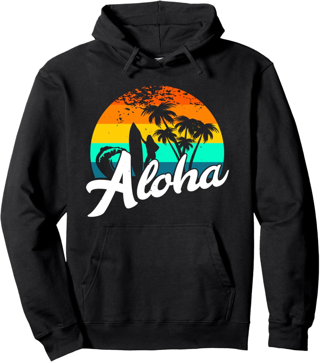 Damen Surfen Hawaii Beach Retro Surfen Hawaiian Aloha Pullover Hoodie