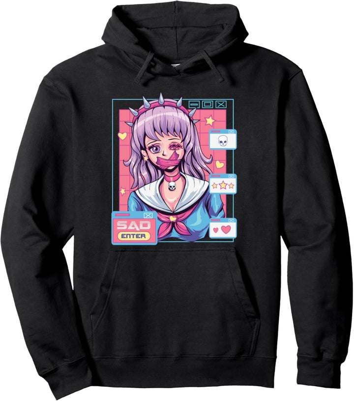 Kawaii Pastel Goth Video Game Anime Aesthetic Girl Nu Goth Pullover Hoodie