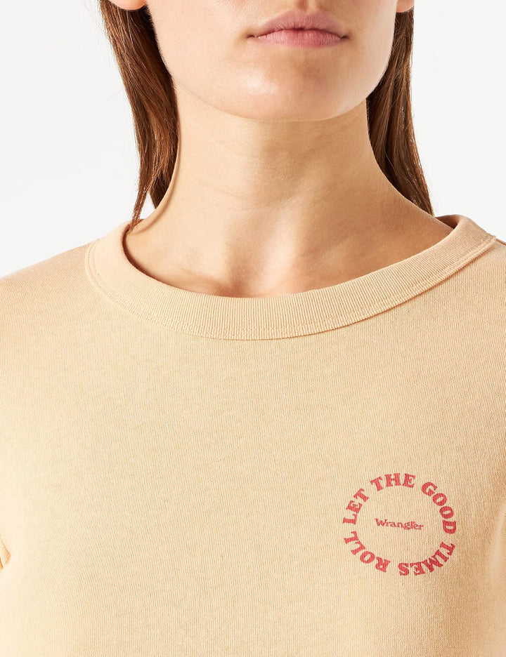 Wrangler Damen Baby Crop Tee T-Shirt M Apricot Ice, M Apricot Ice