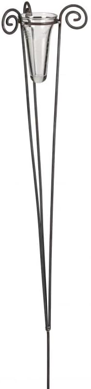 Regenmesser mit Glas Höhe 100 cm 3-Bein Edelrost, Erdspiess 19 cm