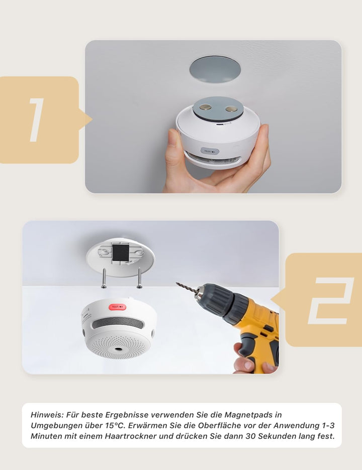 X-Sense Mini Rauchmelder mit 10 Jahre Batterie und Magnethalterung, photoelektrischer Feuermelder mi