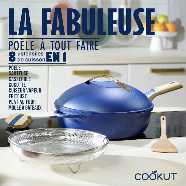 COOKUT - Die fabelhafte 8-in-1-Pfanne - Ein Utensil ersetzt Pfanne, Topf, Schmorpfanne, Schmortopf -