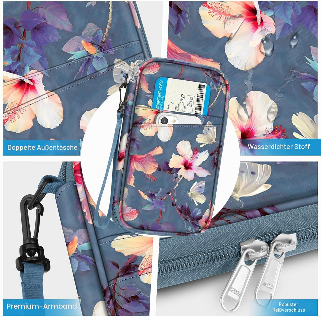 FINTIE Reisepass Tasche Familie Reiseorganizer, RFID-Blockier Wasserdicht Handytasche Reisepasshülle
