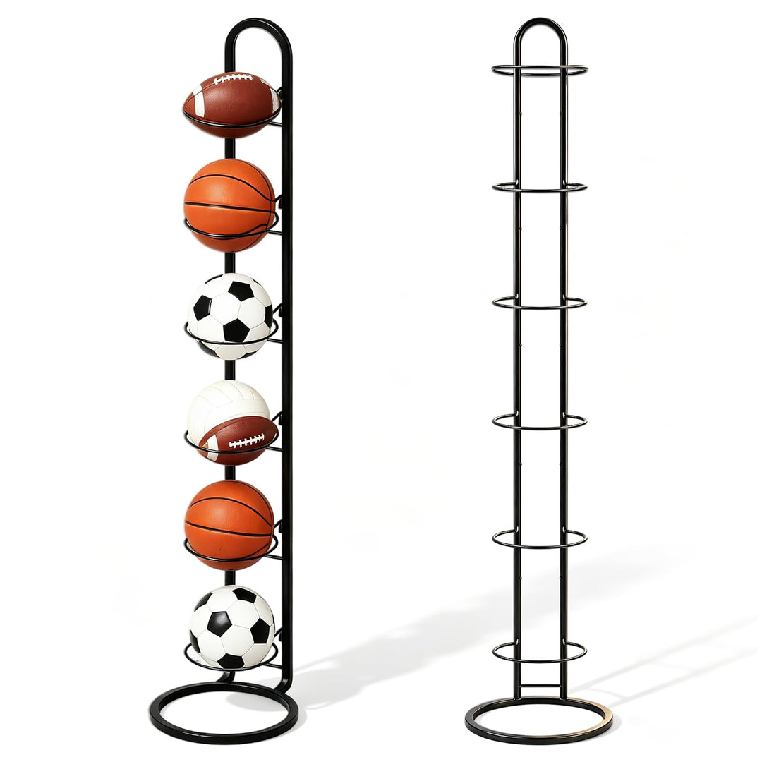 6 Stufiger Ballständer, Ballhalter Ball Aufbewahrung aus Metall Abnehmbar Vertikale Ballregal Stehen