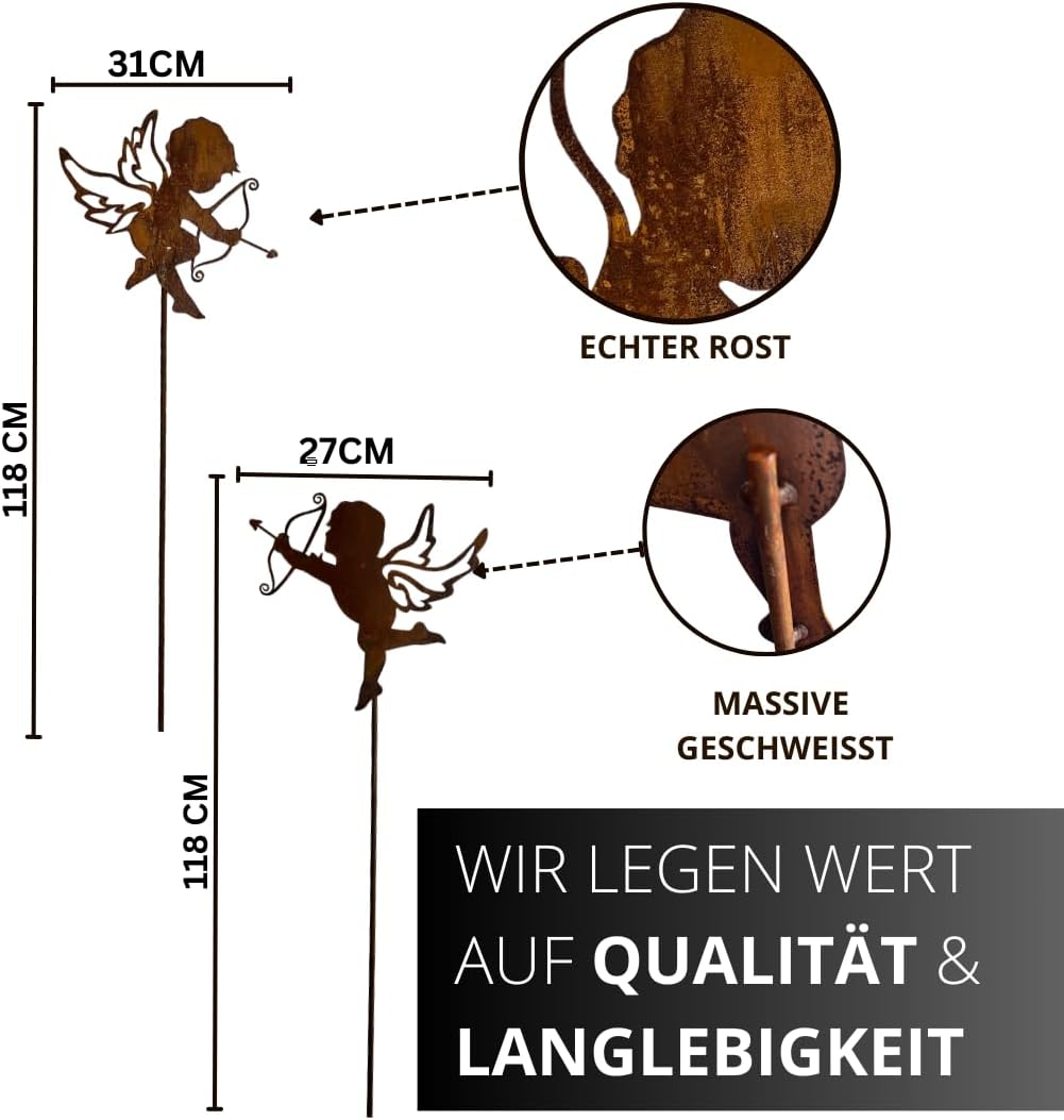 Terma Stahldesign XXL Set 120 cm Rost Weihnachtsengel Made in Germany Gartenstecker Outdoor rost dek