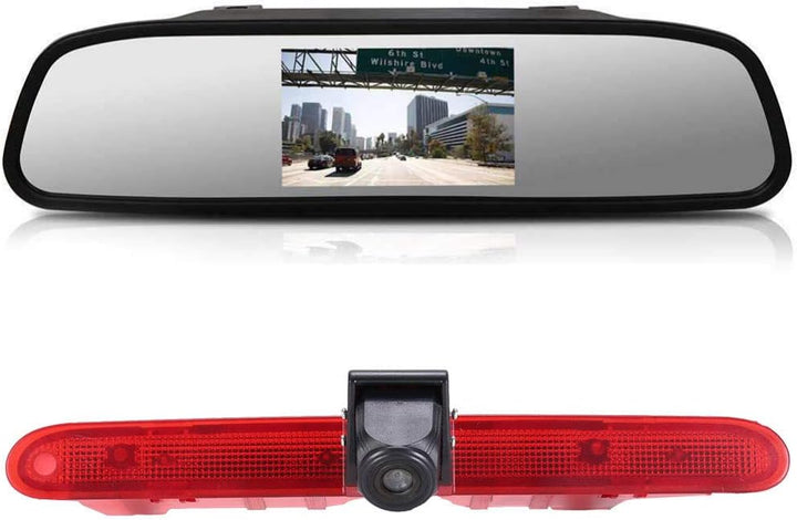 「12mm Objektiv CMOS Rückfahrkamera+ 4.3 Zoll Auto Rückspiegel」Bremsleuchte Auto Dach Rückfahrkamera