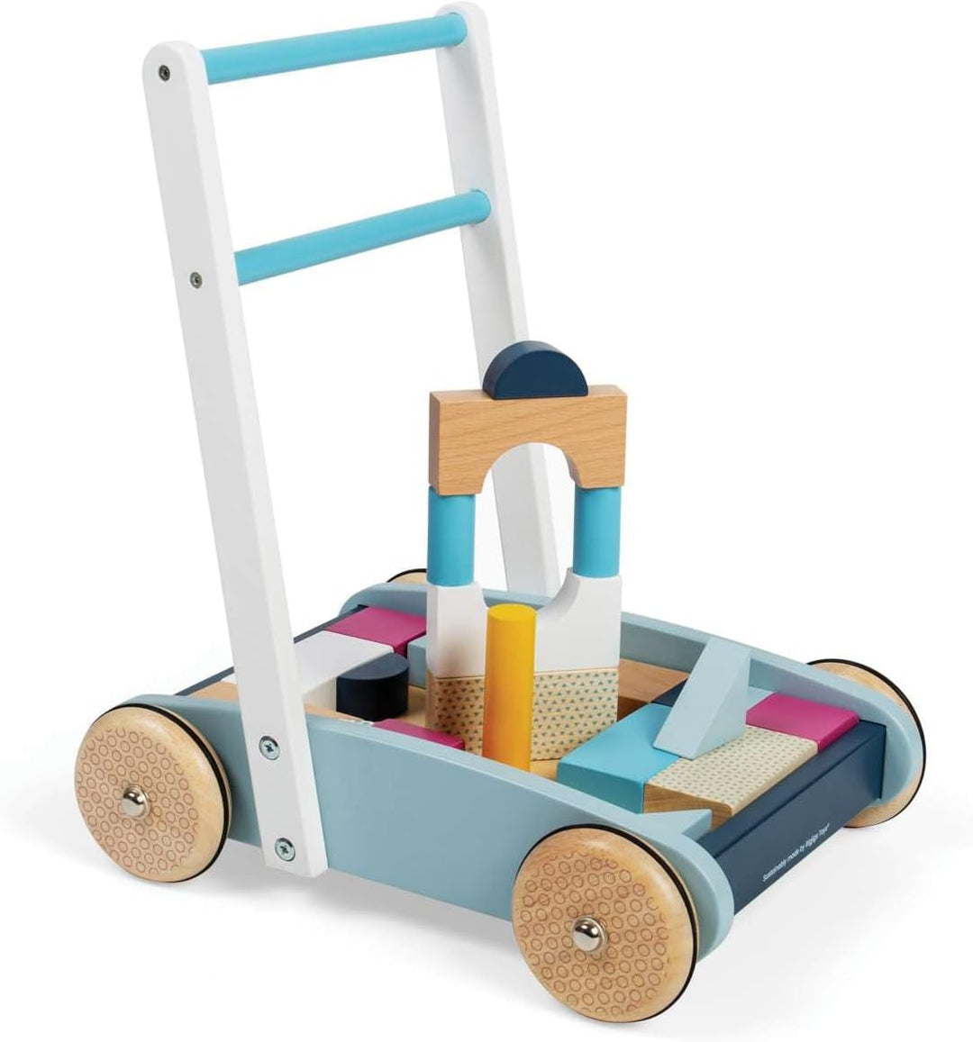 Bigjigs Toys FSC® Certified Wooden Baby Walker - Sustainable Wooden Walkers for Babies, Includes Bui