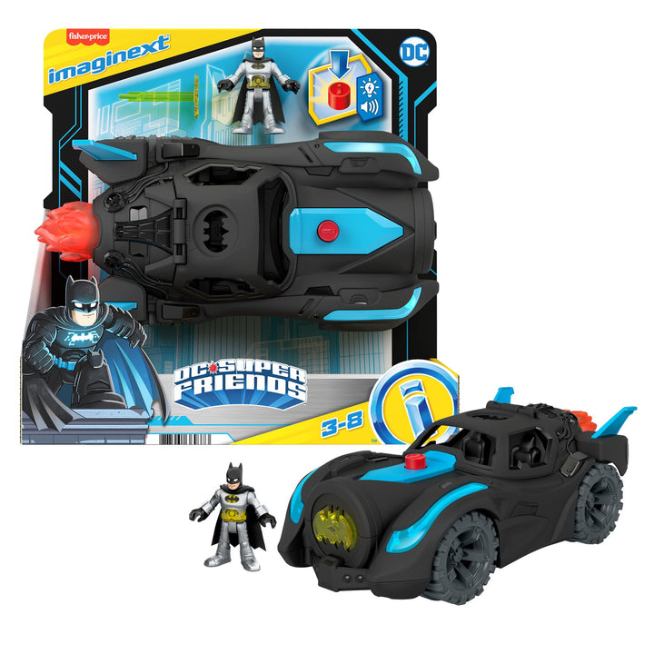 Fisher-Price Imaginext HGX96 - DC Super Friends Lights & Sounds Batmobile, Spielzeug ab 3 bis 8 Jahr