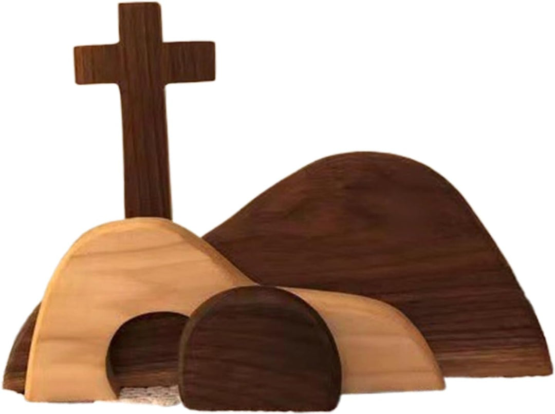 Generisch Osterkrippe Aus Olivenholz, Osterkrippe Ostermorgen, Osterszene Leeres Grab, Handgefertigt