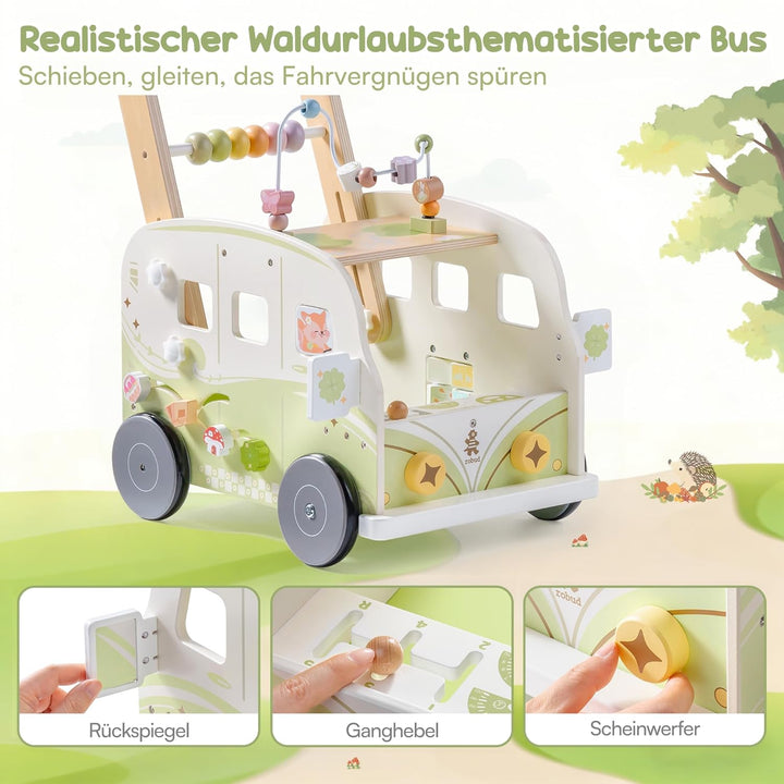 ROBUD Lauflernwagen Holz, Einstellbare Geschwindigkeit & Höhe Lauflernhilfe Baby Gehhilfe für Kleink