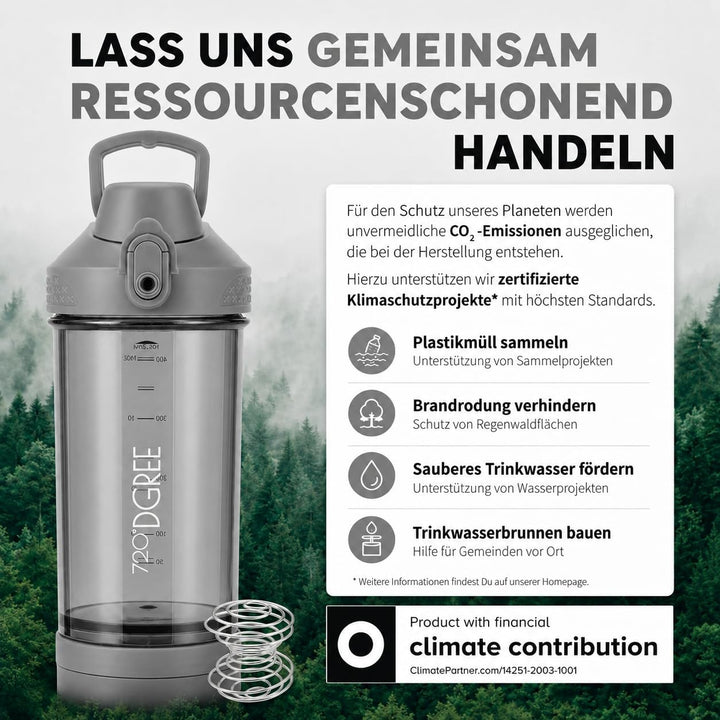 720°DGREE Protein Shaker mit Pulverfach 550ml “uberShaker“ – Auslaufsicher, BPA-Frei, Skala, Spiralm