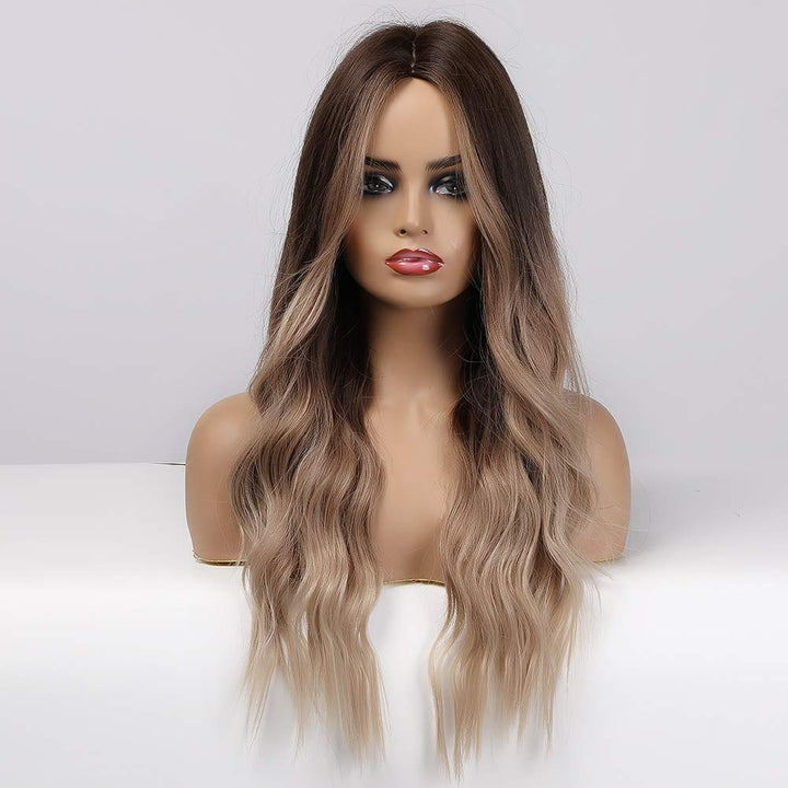 HAIRCUBE omber braune Perücke Mittelscheitel Lange lockige Frauenperücken 24-Zoll-Perücken für Fraue