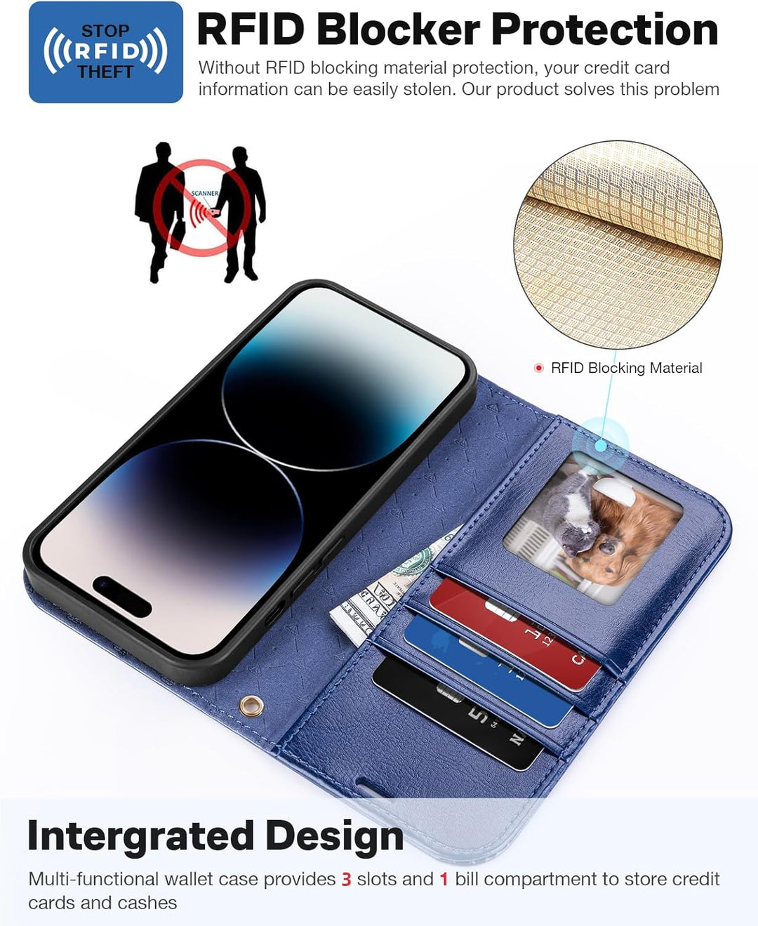 OCASE Kompatibel für iPhone 15 Pro Hülle (2in1) Leder Stossfestes Case, Abnehmbare magnetische Hülle