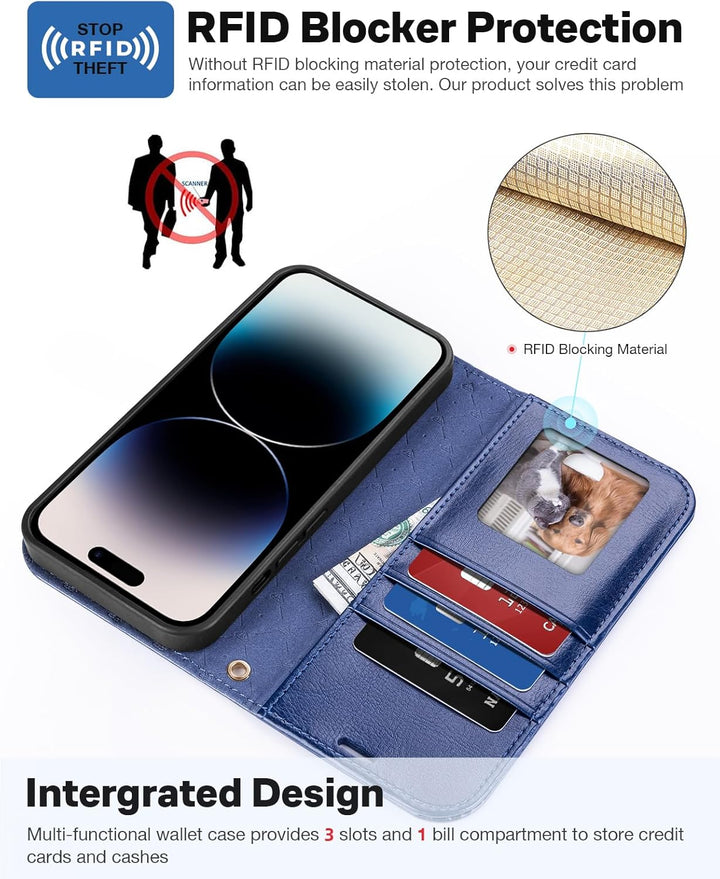 OCASE Kompatibel für iPhone 15 Pro Hülle (2in1) Leder Stossfestes Case, Abnehmbare magnetische Hülle