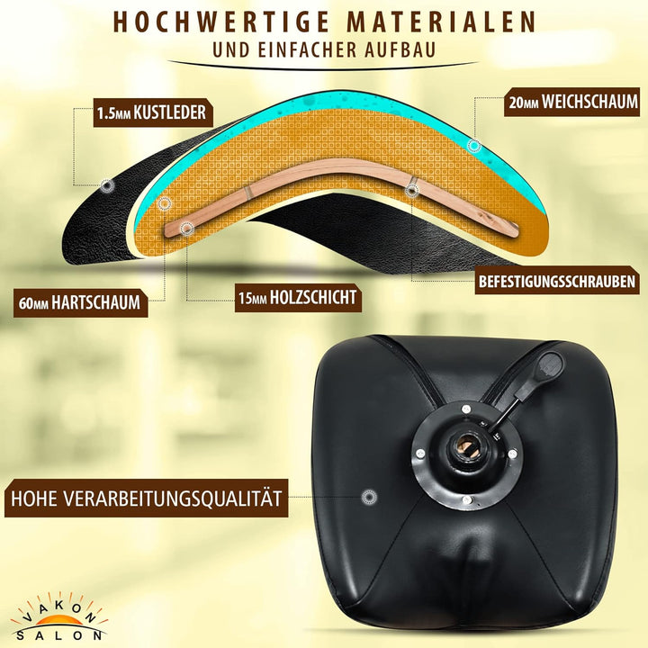 Premium Sattelhocker schwarz mit Bremse, Sattelstuhl für Rückenentlastung, Rollhocker höhenverstellb