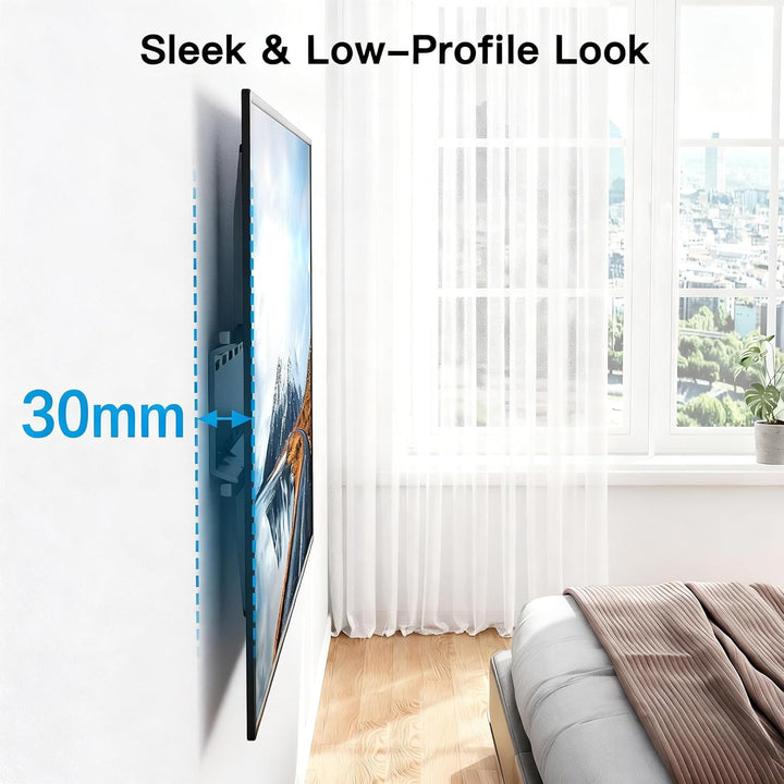 PERLESMITH TV Wandhalterung, TV Halterung Ultraslim Universal für 26-75 Zoll Flach &amp; Curved Fernsehe