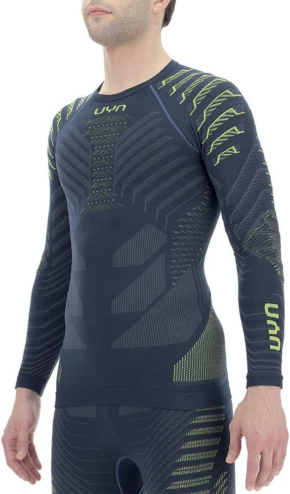 UYN Herren Resilyon Langarmshirt, Dark Blue/Yellow, L/XL