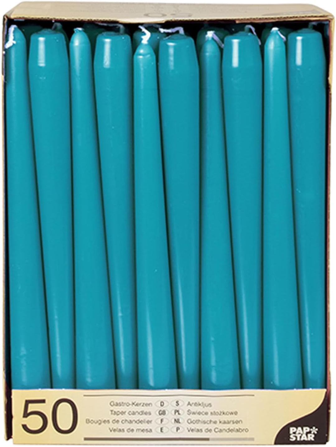 PAPSTAR 100 Leuchterkerzen Ø 2,2 cm 25 cm türkis Spitzkerzen