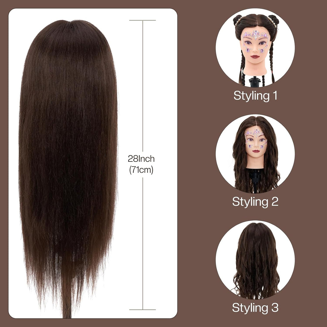 Frisierkopf,Neverland Übungskopf 71cm 80% Echthaar,Frisieren Trainingsköpfe für Friseure Ausbildung
