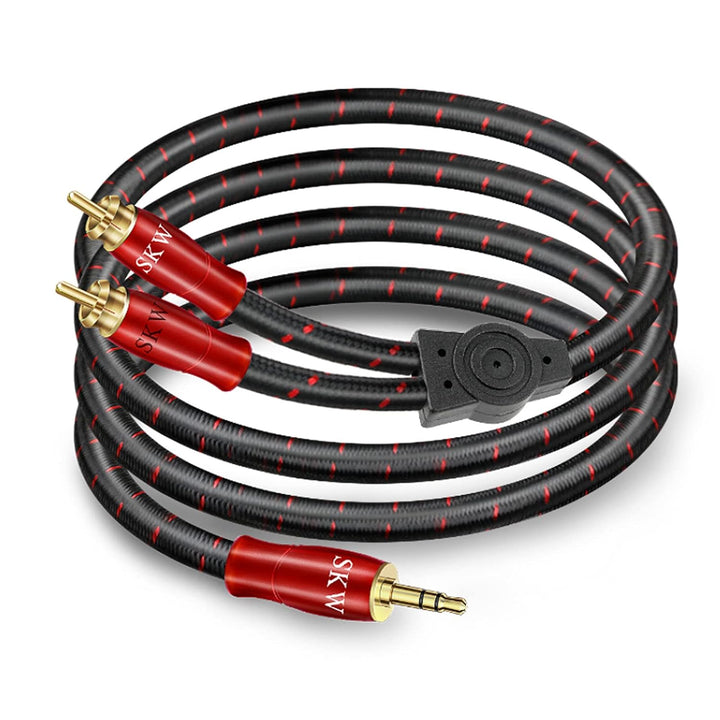 SKW 3,5mm Klinke auf 2 x Cinch Y Splitter Chinch Kabel, OFC Kupfer - Dual geschirmt Cinch auf Klinke