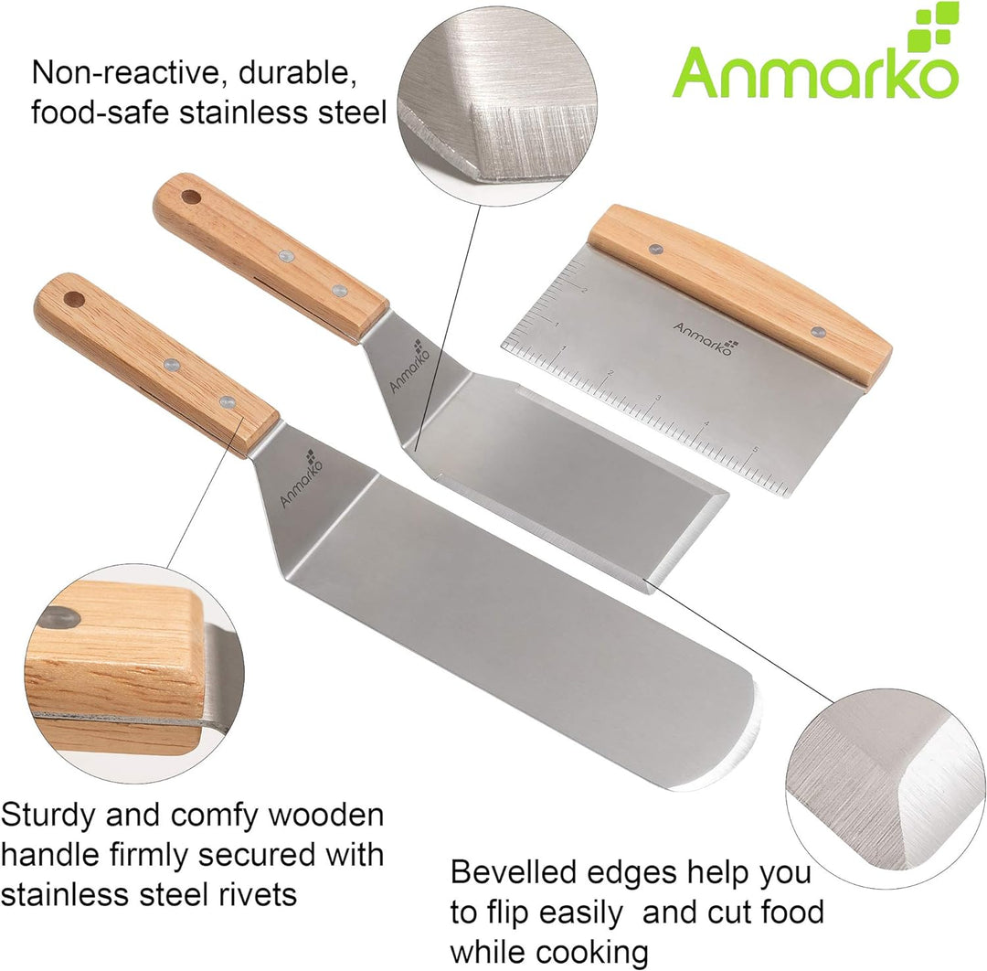 Professionelles Grillspachtel Set – Edelstahl Metallspachtel und Grillschaber – Schwerer Spachtel Gr
