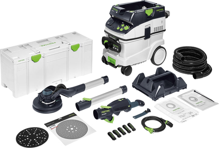 Festool Langhalsschleifer LHS 2 225/CTM 36-Set PLANEX (mit Verlängerung, Schlauchclip, Klettverbinde