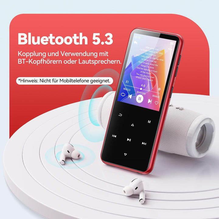 AGPTEK 64GB MP3 Player Bluetooth 5.3 mit 2,4" TFT Farbbildschirm, HiFi Musik Kinder MP3 Player mit L