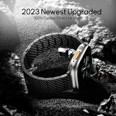 LULULOOK Carbon Armband für Apple Watch Ultra 2/Ultra 49mm 45mm 44mm 42mm, 100% Rein Kohlefaser Ersa