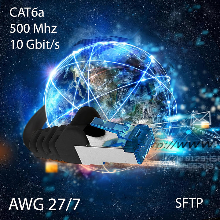10x 0.5 M - CAT-6a Netzwerk-Kabel Ethernet Cable Lan Patch RJ-45 Stecker SFTP 10GB/s - 10 Stück Weis