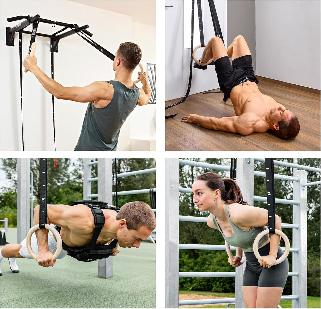 PULLUP &amp; DIP Premium Turnringe Holz, Gym Rings Gymnastikringe, Turnerringe für Calisthenics, Breite