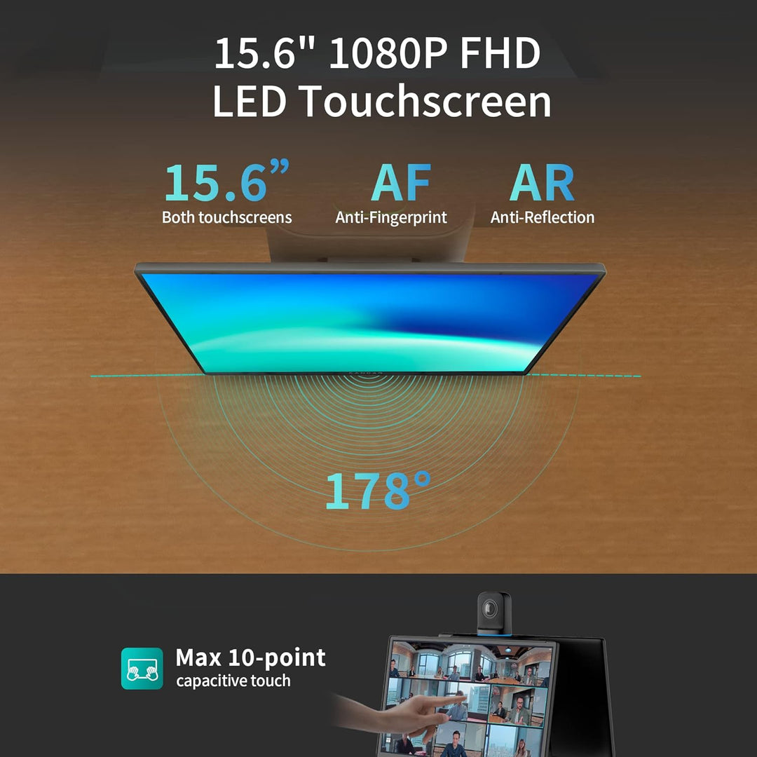 KanDao Meeting Ultra Konferenzsystem, 15.6 Zoll 1080P FHD Touchscreen, Dual 4K HDR Aufzeichnung, 360