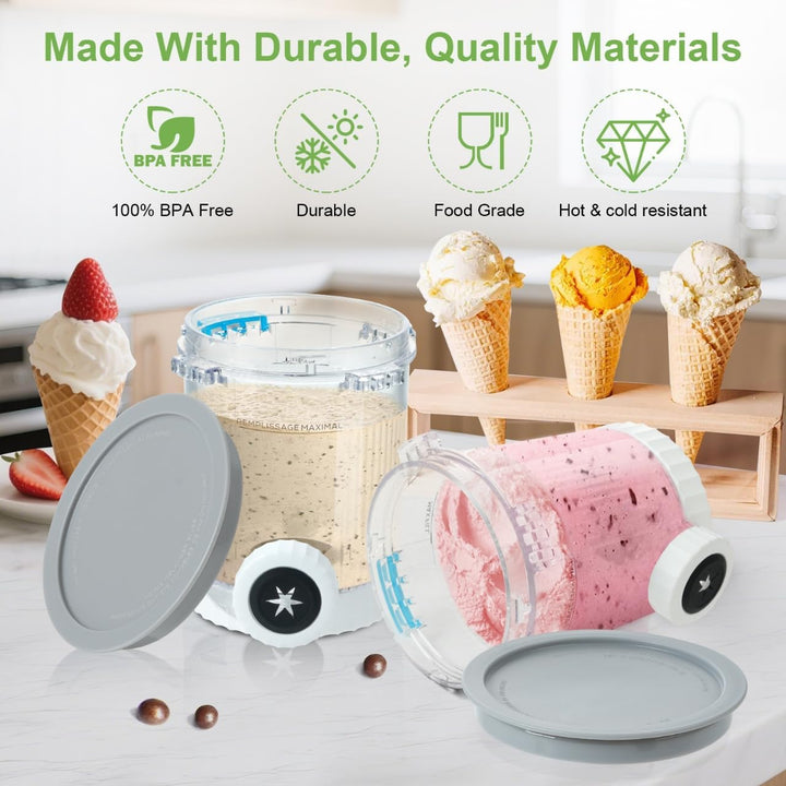 2 Stück Pint-Behälter für Ninja Swirl CREAMi, Swirl Pints und Deckel kompatibel mit NC700 NC701EU Se