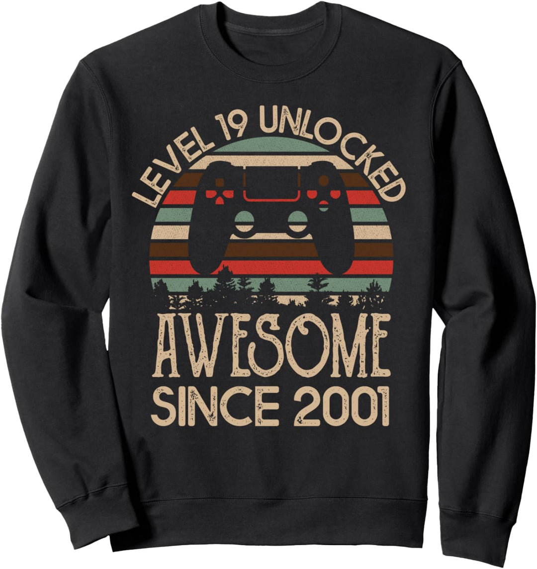 Level 19 Unlocked Awesome 2001 Video Game 19th Birthday Gift Sweatshirt