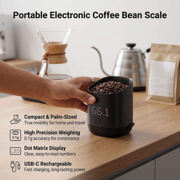 Kaffeewaage, Digital Coffee Scale för Espresso & Pour-Over, Precision Kaffevåg mit LED Display, Digi