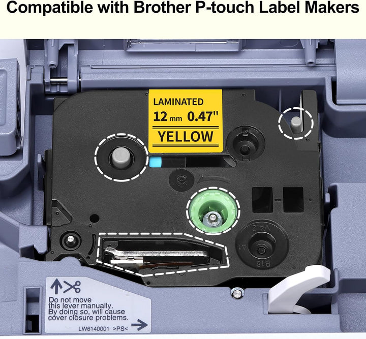 4er-Pack Upwinning TZe-631 Kompatibel mit Brother P-touch Bänder 12mm Gelb, Ersatz für Tze 12mm TZe
