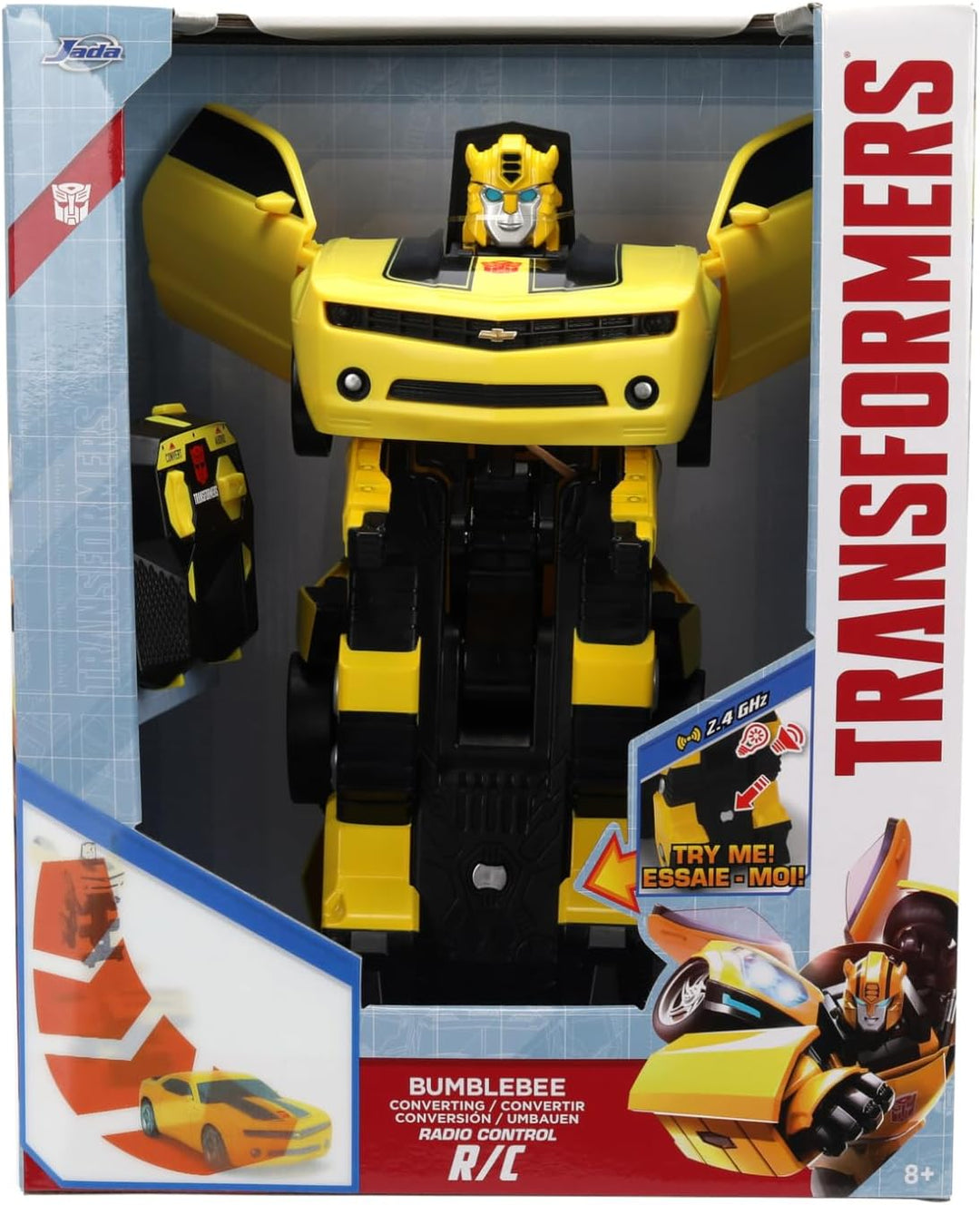 Jada Toys Transformers RC Converting Bumblebee (28 cm) - Ferngesteuerter Auto-Roboter mit Transforma