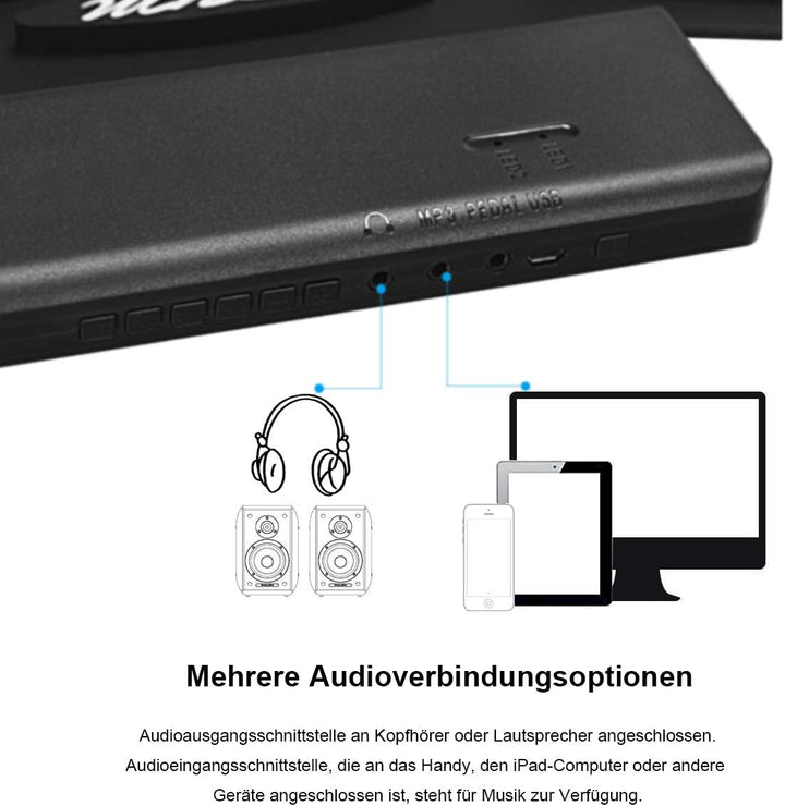 COSTWAY 9 Pads E-Drum, elektronisches Schlagzeug Set mit Bluetooth, Roll-Up-Trommel inkl. Pedale und