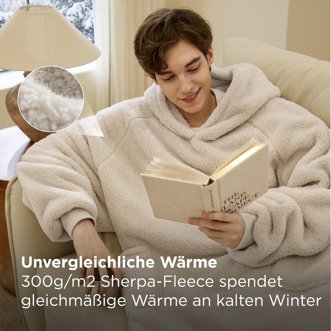 BEDSURE Hoodie Decke mit Ärmeln - Kuschelpullover als Geschenke für Männer - Übergrosser Tragbare De