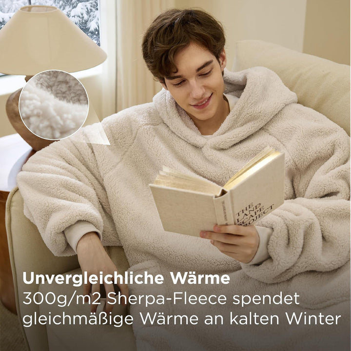 BEDSURE Hoodie Decke mit Ärmeln - Kuschelpullover als Geschenke für Männer - Übergrosser Tragbare De
