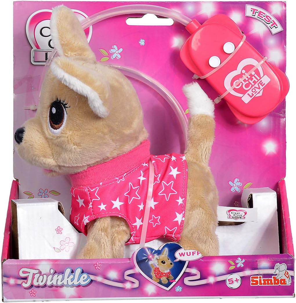 Simba 105893447 - Chichi Love Twinkle, Chihuahua mit leuchtender Kabelsteuerung, kann Laufen, bellen