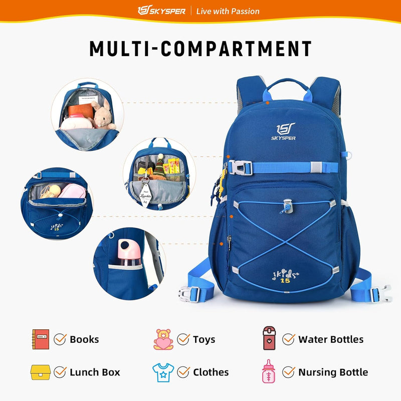 SKYSPER Kinderrucksack komfortabler Wanderrucksack Kinder für Jungen & Mädchen Blau, Blau