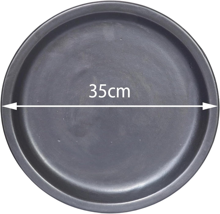 Pflanzen Untersetzer 35 cm Anthrazit– Frostfester Blumentopf Unterteller aus Keramik/Steinzeug, wett