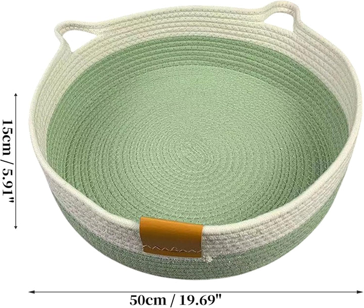 Gewebtes Katzenbett, 50 cm Durchmesser Faltbarer Korb-Nistplatz, Atmungsaktives Haustier-Liegebett,