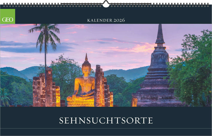 GEO - Sehnsuchtsorte 2026 – Wandkalender 58x36 cm, Poster-Kalender mit 12 Monatsblättern, deutschem